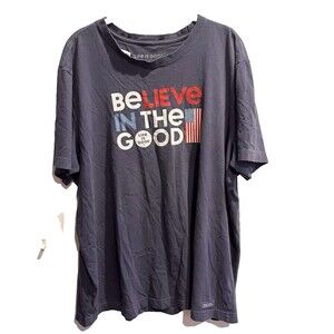 Life Is Good T Shirt Believe USA Patriotic Crusher XL Shirt Sleeve Top Blue Red